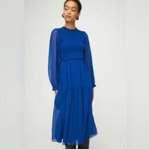 Aritzia Wilfred Rosalyn Smocked Bodice Ruffle Tier Midi Dress